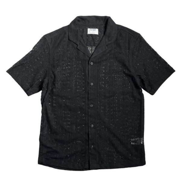 オールドネイビー メッシュ キャンプ シャツ ブラック Old Navy 半袖シャツ メンズ レディ...
