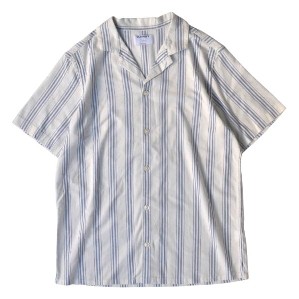Old Navy オールドネイビー S/S Stripe Shirt White/Sax 半袖シャツ...