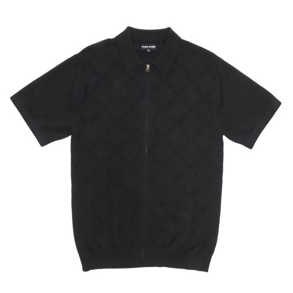 PASS~PORT ブラスコ ジップ S/S ニット ブラック  メンズ ニットポロ 半袖 ポロシャ...