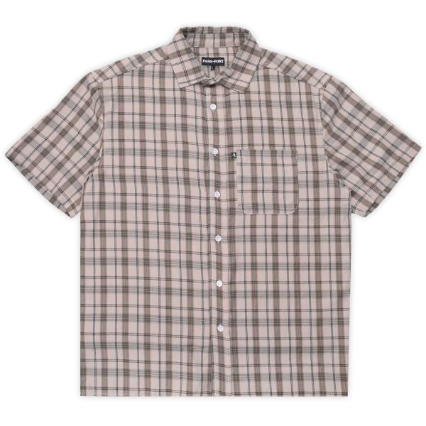 PASS~PORT ワーカーズ チェック ショートスリーブ シャツ サンド メンズ レディース 半袖...