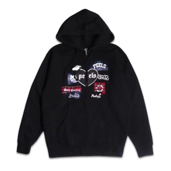PEELS PATCH WORK HOODIE BLACK ピールズ