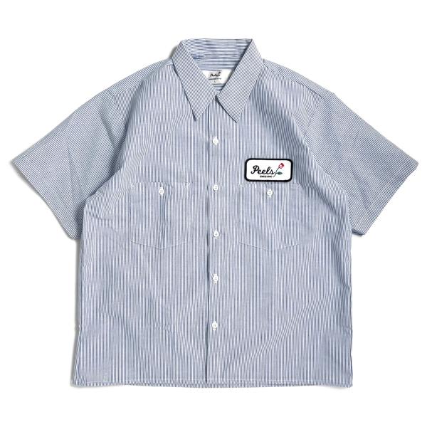 PEELS SINCE1990 PATCH S/S STRIPE WORK SHIRT/ピールズ シ...