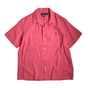 ポロ ラルフローレン クラシック フィット ウーブン キャンプ シャツ ペールレッド メンズ  Polo Ralph Lauren 半袖シャツ US規格 リネンシャツ｜rawdrip