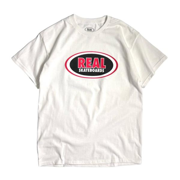 リアルスケートボード オーバル Tシャツ ホワイト 半袖Tシャツ メンズ レディース REAL SK...