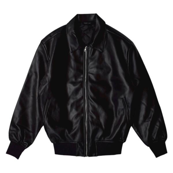 シャカウェア PU LEATHER COLLARED VARSITY JACKET - BLACK ...