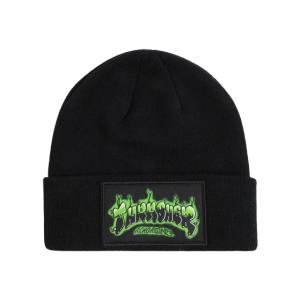 THRASHER エアーブラッシュ パッチ ビーニー ブラック  メンズ レディース ニット帽 ニットキャップ スケートボード スラッシャーマガジン｜rawdrip