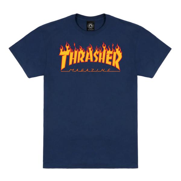 Thrasher Flame Tee - Navy メンズ レディース 半袖Tシャツ