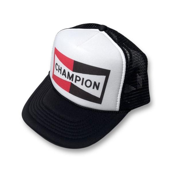 TRUCKER HAT USA チャンピオン スパーク プラグ メッシュキャップ ブラック/ホワイト