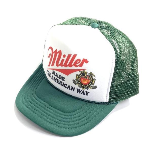 TRUCKER HAT USA ミラー ビア メッシュキャップ グリーン/ホワイト
