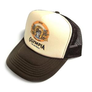 TRUCKER HAT USA オリンピア ビア メッシュキャップ ブラウン/ナチュラル｜rawdrip