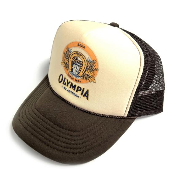 TRUCKER HAT USA オリンピア ビア メッシュキャップ ブラウン/ナチュラル