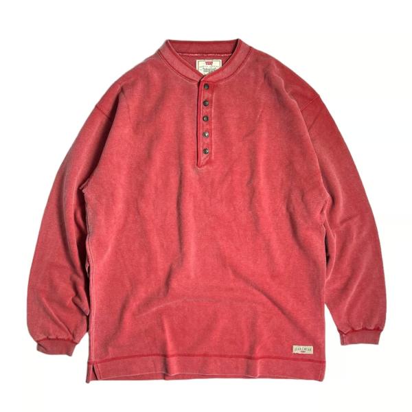 リーバイス デッドストック ロングスリーブ ヘンリーネック レッド Tシャツ メンズ レディース