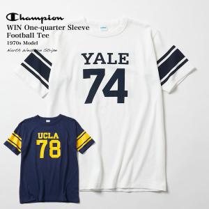 チャンピオン Champion トルートゥーアーカイブス 1/4スリーブ カレッジフットボールTシャツ YALE UCLA 1970S Model 日本製 C3-R339｜RAY ONLINE STORE
