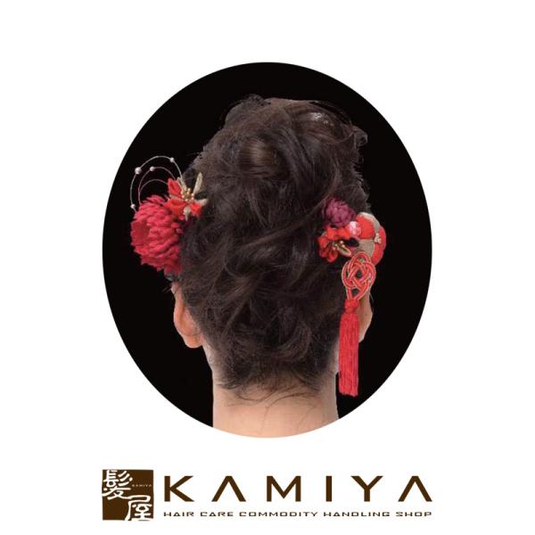 髪飾り 400-020 アカ|ヘアアクセサリー ヘアアクセ かんざし コサージュ 結婚式 ブライダル...