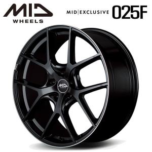 マルカサービス MID RMP 025F 18インチ 7J インセット48 5穴 PCD 114.3 セミグロスブラック＋リムエッジDC＋ロゴマシニング スポーク ホイール単品4本セット｜raybros