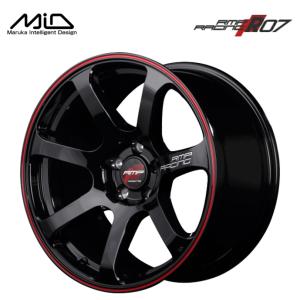 マルカサービス MID RMP RACING R07 18インチ 8J インセット45 5穴 PCD114.3  ブラック/リムレッドライン スポーク ホイール単品4本セット｜raybros