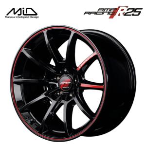 MID RMP RACING R25 18インチ 7.5J インセット50 5穴 PCD112  ブラック/リムレッドライン スポーク ホイール 4本 セット マルカサービス｜raybros