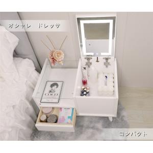 アウトレット★送料無料★姫系女優ミラーLEDライト付き伸縮式コスメドレッサー F＆I ドレッサー 化粧台 スライド 北欧風 鏡台 オシャレ LEDミラー