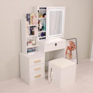 ドレッサー オシャレ 北欧風 化粧台 コスメ台 女優ミラー 鏡台 LEDミラー お姫系 スツール付き 寝室 化粧テーブル 小さい化粧台 収納 ネイルサロン まつげサロン