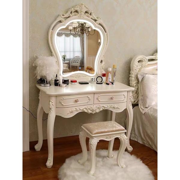 ドレッサー 自社製品 80cm/100cm お姫系 北欧風 化粧台収納 オシャレ LEDミラー 化粧...