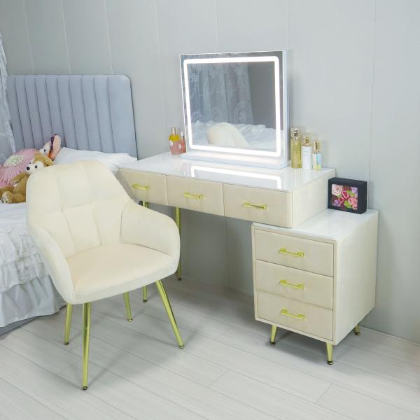 ドレッサー おしゃれ 値引キャンペーン 鏡台 化粧台 北欧風   お姫系 LED女優ミラー ベルベッ...