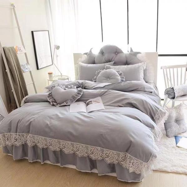 寝具 カバーセット 6色 レース フリル シンプルカラー B112