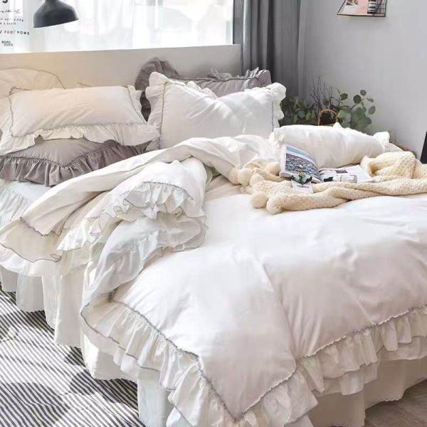 寝具 カバー 白レース調 シンプル ベッドルーム 一人暮らし B306