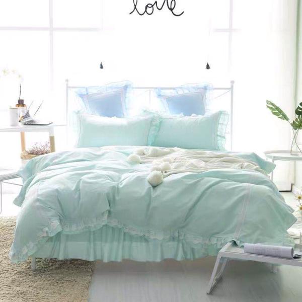 寝具 カバー セット ベッドルーム ミントグリーン シンプルレース 一人暮らし B310