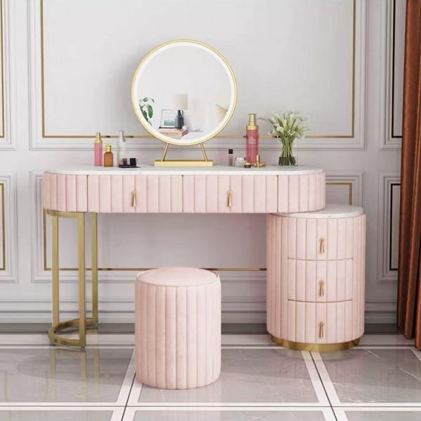 ドレッサー 北欧風 鏡台 おしゃれ　北欧 お姫系 LEDミラー ベロア調　　スツールセット 寝室 化...