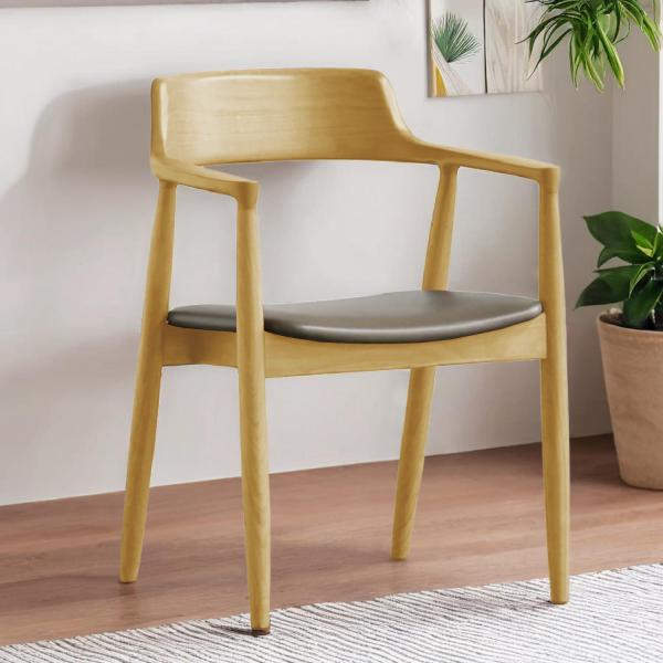 ダイニングチェア 固体木チェア 紙糸座面 リビング用 在宅ワーク用　オーク ペーパーコード アームチ...