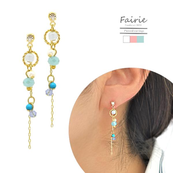 樹脂ピアス 樹脂ポスト ニッケルフリー チェーン 揺れる ビジュー パール アクセサリー レディース...