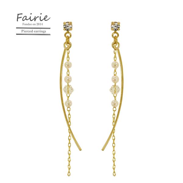 樹脂ピアス 樹脂ポスト ニッケルフリー 揺れる ビジュー バー パール チェーン アクセサリー レデ...