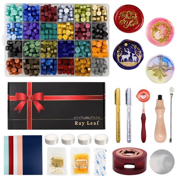 Ray Leaf シーリングスタンプ コンプリートセット シーリングワックス 印面ヘッド4種 商品ボ...