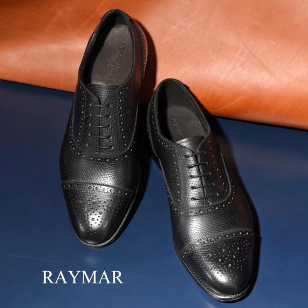 【RAYMAR】Calen クウォーターブローグ ブラック  ホーウィンハッチグレイン ハンドソーン...