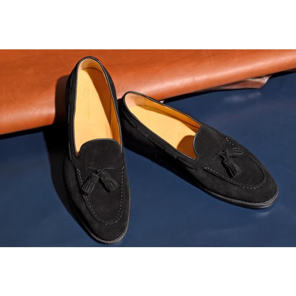 【RAYMAR】スエード タッセルローファー ブラック Fran RAYMAR グッドイヤーウェルト...