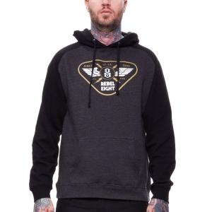Rebel8/レベルエイト プルオーバーパーカー Strike Twice Pullover Hoodie (チャコールグレー/ブラック) SALE セール
