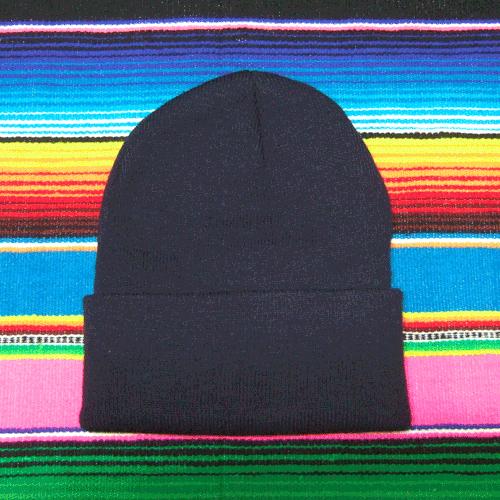 無地 ロングニットキャップ (ネイビー)