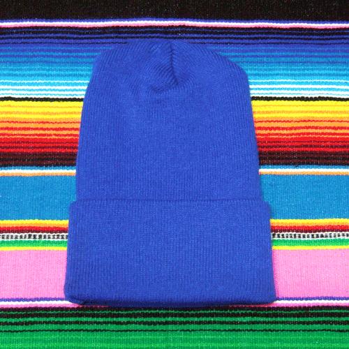 無地 ロングニットキャップ (ロイヤルブルー)