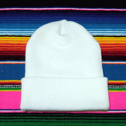 無地 ロングニットキャップ (ホワイト)