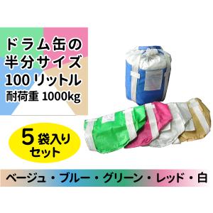 リレーバッグ RB10R2B-DCL (5色セット) 小型フレコン ドラム缶の半分サイズ 5色で分別 100リットル カラーバリエーション 資源回収 排出口なし