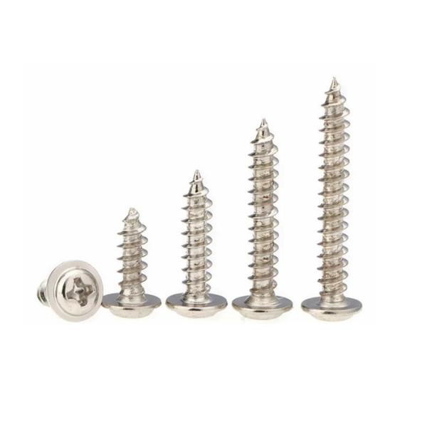 WSTP286 ニッケルメッキワッシャー付きタッピング10本入り　太さ2mm長さ6mm頭部8mm