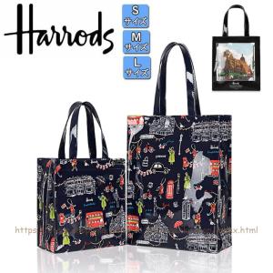 新品 送料無料 Harrods ハロッズ トートバッグ レディーズ  ショルダーバッグ ショッパー ショッピングバッグ 通勤 軽量 大容量 Sサイズ Mサイズ Lサイズ