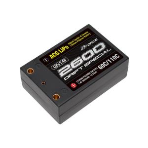 【ネコポス対応】G-FORCE(ジーフォース)/GFG011/ドリフトスペシャルACG リポバッテリー 7.4V 2600mAh 60C/110Cスーパーショートサイズ