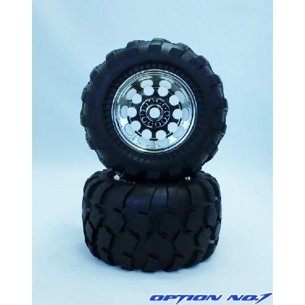 OPTION No.1/NO-648M/ブロックパターンタイヤ・シルバーメッキホイルセット（WR02...
