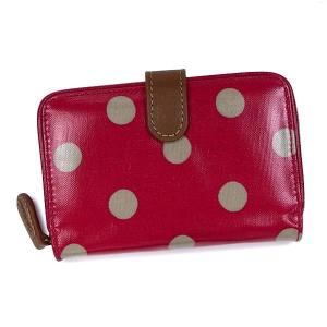 キャスキッドソン CATH KIDSTON 二つ折り財布 小銭入 416078 FOLDED ZIP WALLET W/LEATHER OC CRANBERRY｜rcmdfa