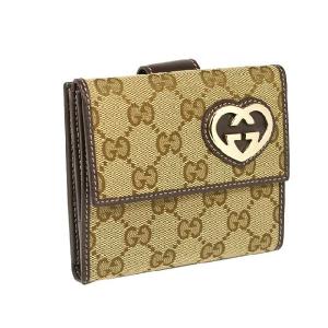 グッチ gucci gg柄キャンバス lovely wホック財布 245727 fafxg 9643 ベージュ ダークブラウン｜rcmdfa