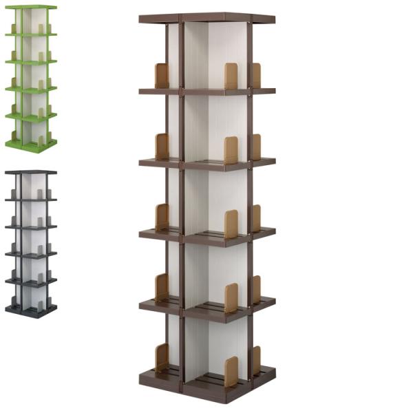 日本製 回転式ラック デビック 5段 本棚 コミック A5サイズ 同人誌 DVD ビデオ CD ゲー...