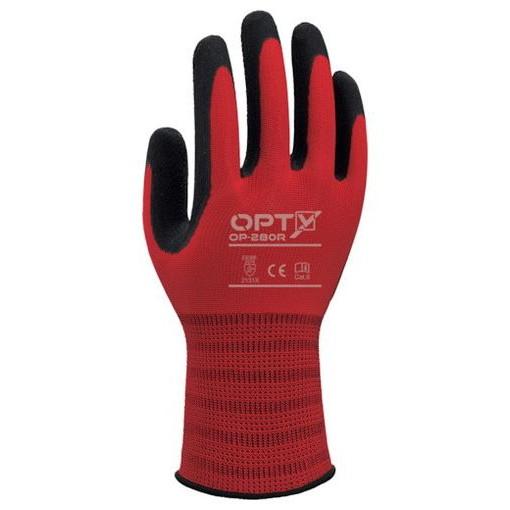 Weed 天然ゴム背抜キ手袋 OPTY OPー280R Sサイズ 5双入 ASOP280RS 保護具...