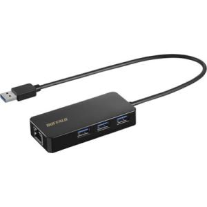 バッファロー Giga対応 USB-A LANアダプターハブ付 ブラック LUDU3AGHBK オフ...