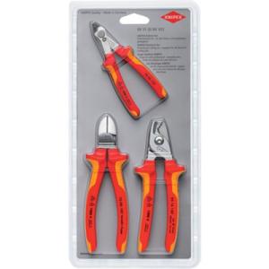 KNIPEX 絶縁工具3点セット ニッパー2種類、ケーブルカッター 003130BKV02 手作業工具 工具セット 電設・配管工具セット 代引不可｜rcmdhl